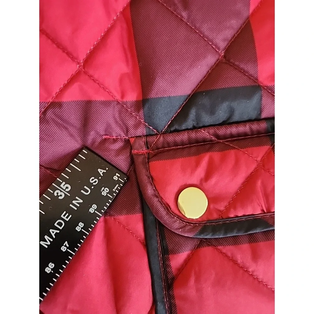 St Johns Bay Womens Quilted Puffer Vest XXL Red Black Buffalo Plaid Preppy Trad - Picture 12 of 13